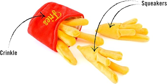 P.L.A.Y. Cute Plush Dog Toys - Fast Food Themed Durable Squeaker Chew Toy, Great for Puppies & Small, Medium, Large Dogs - Machine Washable, Recycled Materials (American Classic French Fries, X-Small)