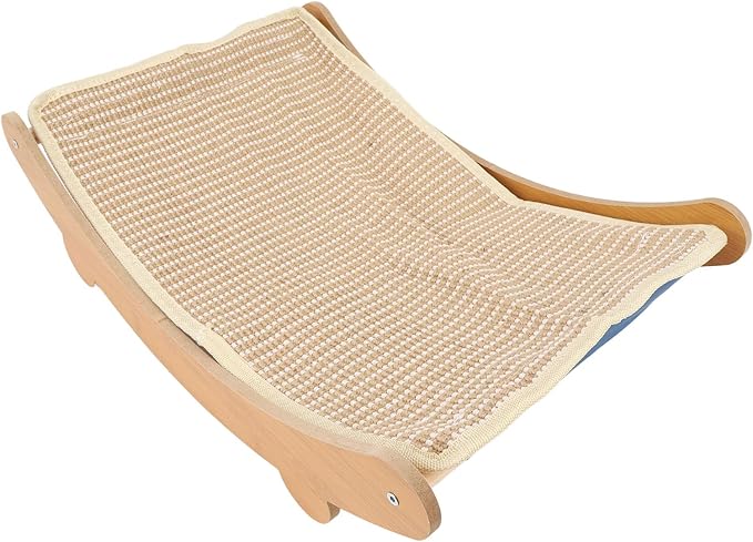 Cat Hammock Chair, Scratch Wooden Cat Lounger with Sisal Scratcher, Cat Rest Bed for Home Furniture Protector, Comfortable Cat Scratching Board Lounge (M)