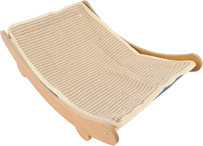 Cat Hammock Chair, Scratch Wooden Cat Lounger with Sisal Scratcher, Cat Rest Bed for Home Furniture Protector, Comfortable Cat Scratching Board Lounge (M)