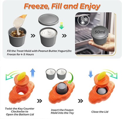 Indestructible Dog Toys for Aggressive Chewers - Large Dog Chew Toy Frozen Treat Tray Holder for Small Medium Large Dogs with Dual Molds to Keep Them Busy to Reduces Anxiety