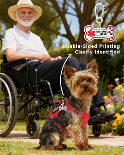 Service Dog Vest for Small Breed Dogs with ID Tag – Lightweight Puppy Harness and Leash Set with 6 PCS Patches, Ideal Service Animal Vest for Training, Complete Service Dog Gear, Red, M