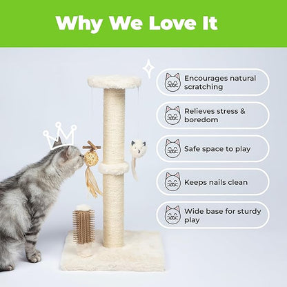 Best Pet Supplies Catify Cat Scratcher, Fun Interactive Scratchers, Posts, Poles, Claw Safe, Furniture Saver Indoor Play Support Natural Cat Behaviors Heavy Duty - Beige, 11.78 x 11.78