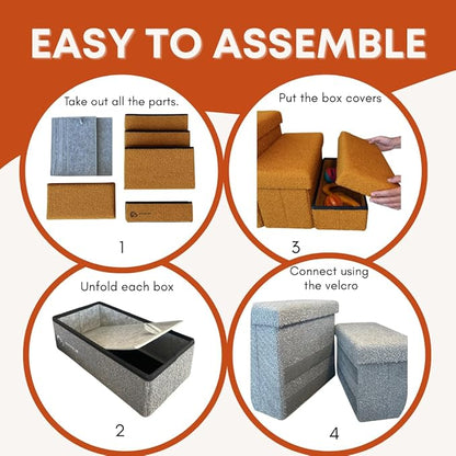 5-Step Dog Stairs for Small, Medium Dogs with Storage Box - Durable Folding Pet Steps, Padded Lid and Container; Dog Steps for Bed and Couch + Hair Brush Gift (Terracotta, Large, 5.0)