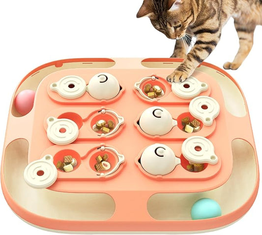 KADTC 2 Ways to Play Large Size Cat Treat Puzzle Toy U.S. Brand & Design Tracking Balls for Indoor Cats Puzzles Feeder Kitten Stimulating Enrichment Slow Feeding Toys Interactive Brain-Teasing Game