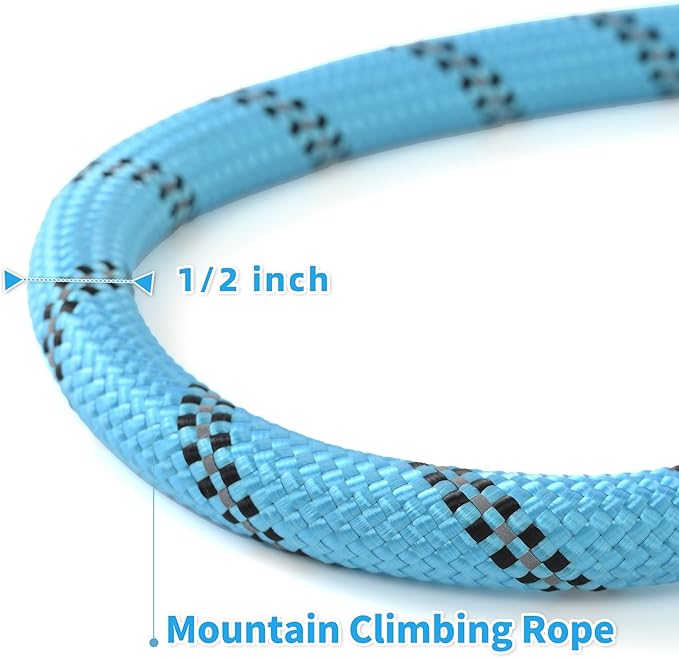 Mile High Life Reflective Dog Leash, with Comfortable Padded Handle, Blue Nylon Rope Leash with Steel Tips, Heavy Duty 4 Feet Pet Leashes (Blue,48 Inches)
