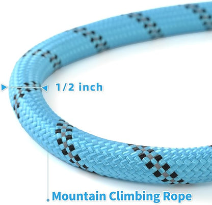 Mile High Life Reflective Dog Leash, with Comfortable Padded Handle, Blue Nylon Rope Leash with Steel Tips, Heavy Duty 4 Feet Pet Leashes (Blue,48 Inches)