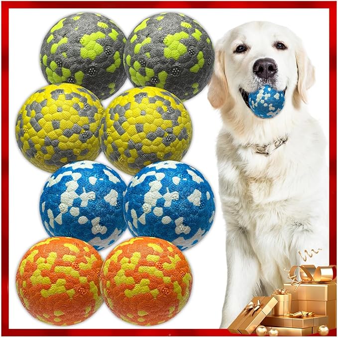 8Pcs Dog Balls - Aggressive Chewer Tennis Balls, 2.5'' Diameter Fetch Toys for Teething Dogs (Medium & Small)
