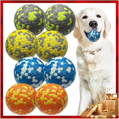 8Pcs Dog Balls - Aggressive Chewer Tennis Balls, 2.5'' Diameter Fetch Toys for Teething Dogs (Medium & Small)