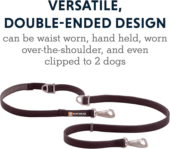 Ruffwear, Switchbak Hands‑Free Dog Leash, Adjustable 2.5–7 ft, Double‑Ended Lead with Lockable Crux Clips and Sliding V‑Rings, Waist‑Worn, Over‑Shoulder or Handheld, Blue Pool