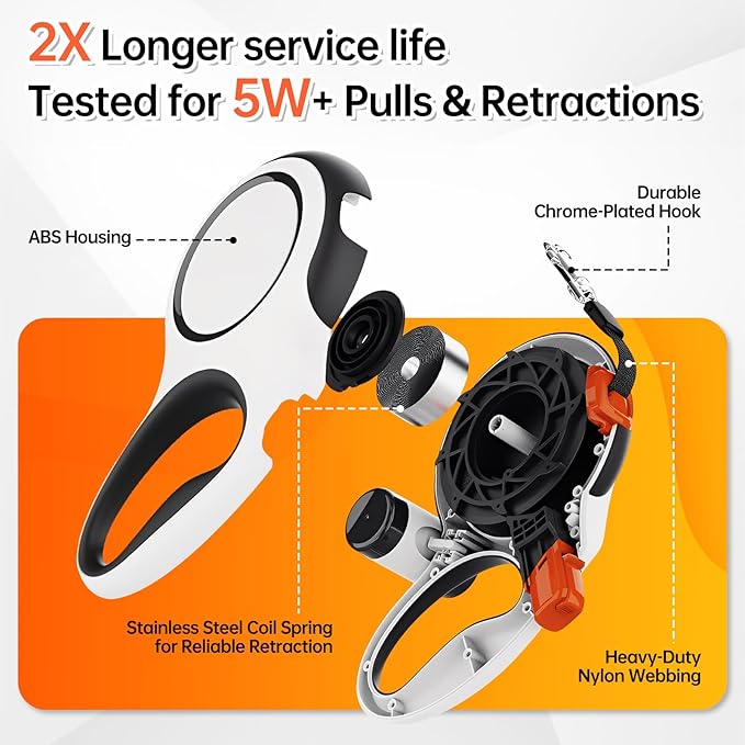 26Ft Heavy Duty Retractable Dog Leash with Dispenser and Poop Bags, for Small, Medium & Large Dogs Up to 110Lbs, 360° Tangle-Free Design and a Durable Chrome Plated Hook