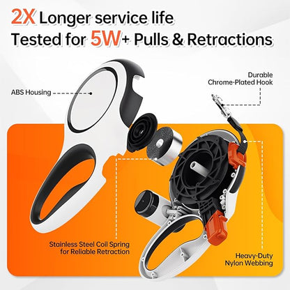 26Ft Heavy Duty Retractable Dog Leash with Dispenser and Poop Bags, for Small, Medium & Large Dogs Up to 110Lbs, 360° Tangle-Free Design and a Durable Chrome Plated Hook