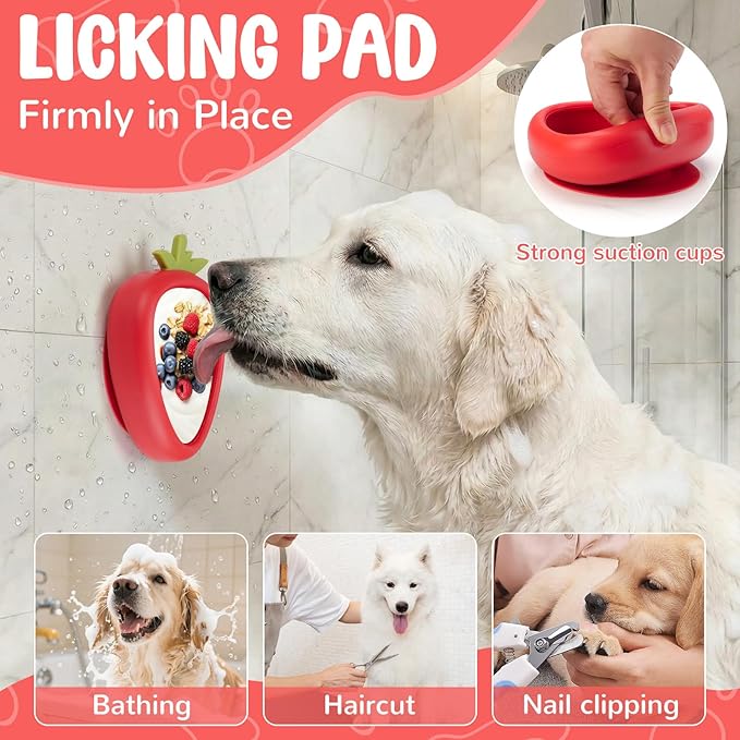 Freeze Dog Lick Bowl, Animire Non-Slip Slow Feeder Lick Mat for Dogs, Silicone Dog Enrichment Bowl for Distraction Anxiety Relief Boredom, BPA Free, Dishwasher Safe(Red,L)