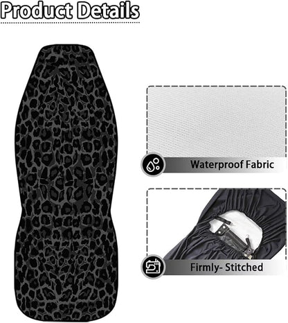 Car Front Seat Covers Waterproof Black Gray Leopard Print Car Seat Cover Auto Interior Accessories 2 Pcs Set Automobile Front Seats Covers Universal Fit for Most Vehicles Women Men