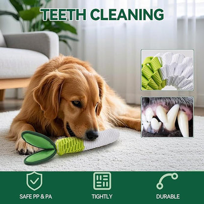 AUSCAT Carrot Dog Rope Toy, Durable Tug of War Toy with Squeaker, Braided Teething Toys for Small Medium Large Dogs, Radish