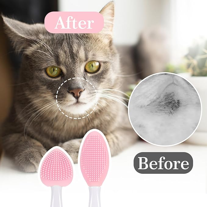 4PCS Cat Chin Brush Set Cats Acne Chins Treatment, Black Seed Exfoliating Brushes, Dual Sided Soft Silicone Cat Grooming Scrubber Brush Cleaner for Cats Chin Acne and Blackhead Exfoliation