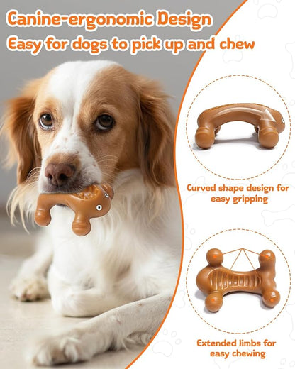 Dog Toys for Aggressive Chewers Large Medium Breed, Interactive Treat Dispensing Chew Toy, Indestructible Tough Nylon Teething Bones to Keep Dogs Busy