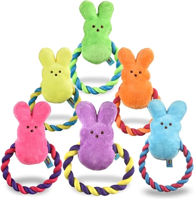 Peeps Squeaky Rope Dog Toy (Yellow Bunny)