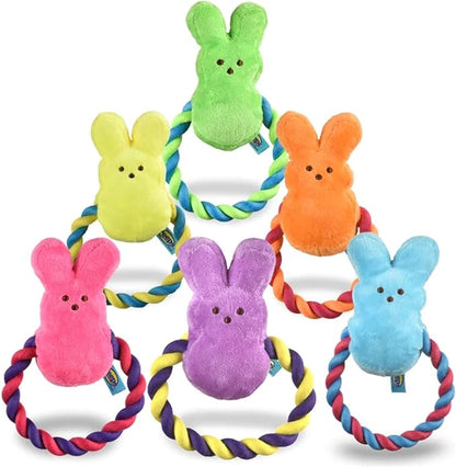 Peeps Squeaky Rope Dog Toy (Yellow Bunny)