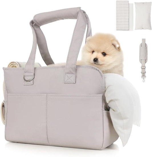 Pet Carrier, Dog Carrier, Soft Soft Sided Folding Cats Carrier for Small Medium Cats Puppies up to 15 Lbs, Washable Breathable Puppy Carrie Carrier for Outdoor Travel(Large Grey)