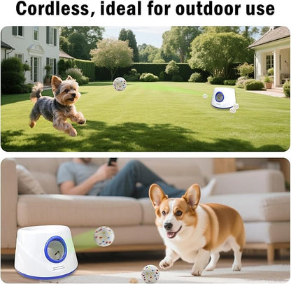Dog Ball Launcher - Automatic Ball Launcher for Dogs, 3 Adjustable Distance Settings Dog Ball Thrower, Indoor Outdoor Interactive Dog Toys, with 3 2.3-inch Balls, Small/Medium Sized Dog Thrower
