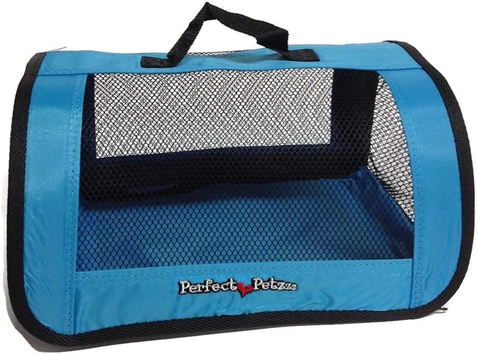Pet Travel Bag for Originals & Minis, Small Pet Carrier w/Mesh & Nylon Lining, Dog Carrier for Medium Dogs, Versatile Kitten Carrier & Puppy Carrier, Easy to Clean, Blue - Perfect Petzzz