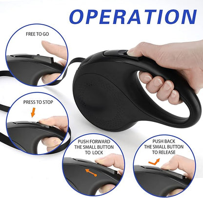 Retractable Dog Leash, 26 Feet Dog Leash for Small to Large Dogs up to 110lbs, Anti-Slip Handle One Button Lock and Release, Heavy Duty 360° Tangle-Free