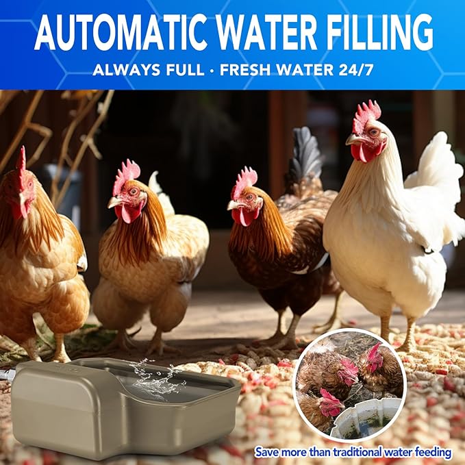 PETTEN Automatic Dog Water Dispenser 1 Gallon, Auto Fill Dog Water Bowl with 3/4" Garden Hose Connector, Large Capacity Self Watering Dog Bowl for Outdoor Dogs, Cats, Livestock