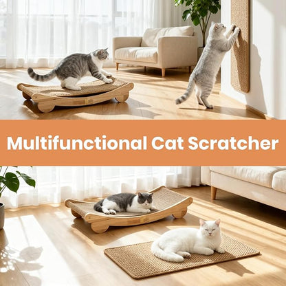 Ordora Cat Scratcher & Mat Set: 31.5" Extra Large Cat Scratch Pad&Bed – Cat Wall Scratcher Protects Sofas and Furniture – Ideal for Indoor Cats to Scratch and Rest