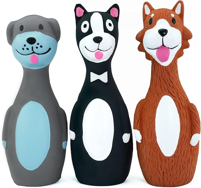 CHIWAVA 3 Pack 5.7 Inch Squeaky Latex Dog Toys Standing Stick Dog Dog Toy Puppy Fetch Interactive Play for Small Dogs