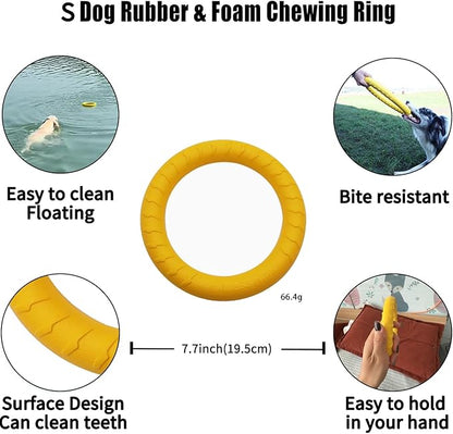 Dog Toys, Dog Chew Toys for Aggressive Chewers,Flying Discs for Medium/Large Breeds. Floating Dog Ring Toys for Throwing, Catching, Grabbing. (Small)
