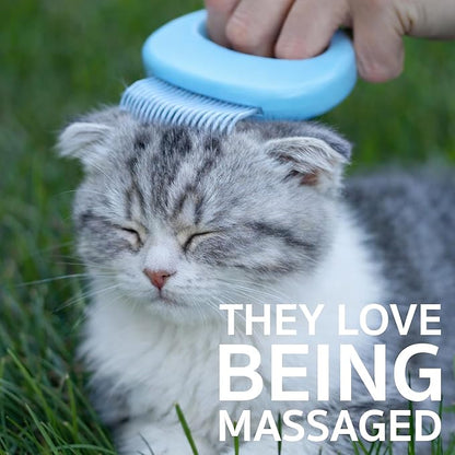Pet Hair Removal Massage Shell Comb, Soft Deshedding & Dematting Grooming Brush for Dogs, Cats, Puppies & Rabbits – Removes Loose Fur & Mats, For Long & Short Hair (Cyan)
