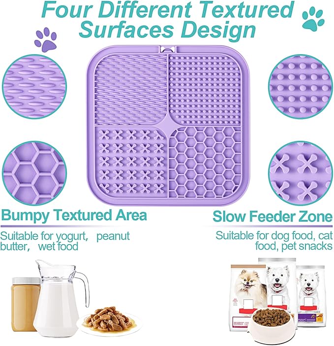 Lick Mat for Dogs and Cats, Licking Mat with Suction Cups for Dog Anxiety Relief, Cat Peanut Butter Lick Pad for Boredom Reducer, Enrichment Toy, Treat Mat for Bathing Grooming (Large-3 Pack)