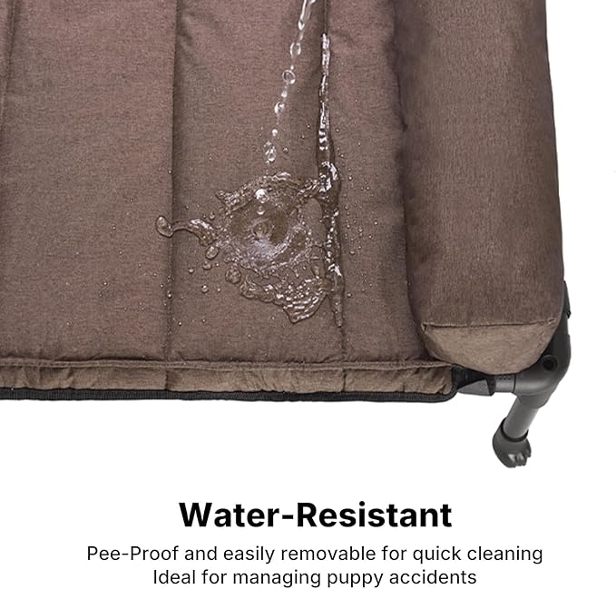 Veehoo Cooling Elevated Dog Bed Add Removable Waterproof Bolster Cushion Mat, Raised Pet Cot with Breathable Teslin Mesh, No-Slip Feet, Dog Couch Bed for Indoor Outdoor, 53 inches, Brown
