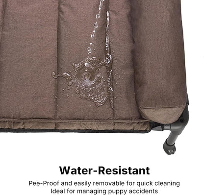Veehoo Cooling Elevated Dog Bed Add Removable Waterproof Bolster Cushion Mat, Raised Pet Cot with Breathable Teslin Mesh, No-Slip Feet, Dog Couch Bed for Indoor Outdoor, 53 inches, Brown