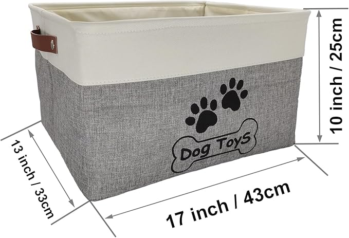 Large Dog Toy Basket Collapsible Dog Toy Box Shape Keeping Rectangle Dog Toy Bin for Pet Toys, Accessories