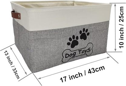 Large Dog Toy Basket Collapsible Dog Toy Box Shape Keeping Rectangle Dog Toy Bin for Pet Toys, Accessories