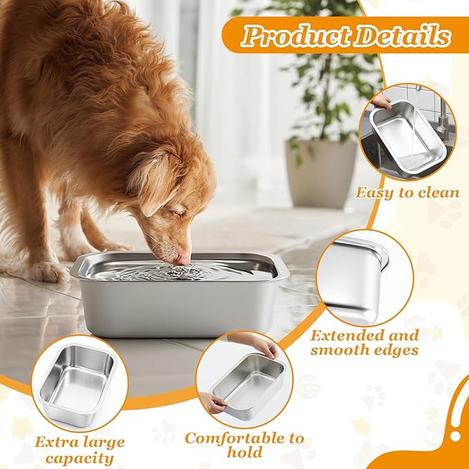 LemonRoad 10 Pcs Large Stainless Steel Metal Dogs Bowls Bulk 1.25 Gallons Capacity Pet Food Dish Rust Resistant for Medium, Larges, X-Large Dogs Pets Indoor and Outdoor Use