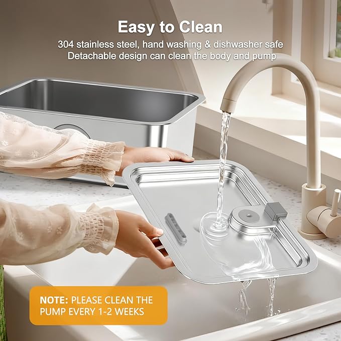 16L/4.2Gal Dog Water Fountain Stainless Steel with Silicone Mat & 4 Set Filters, DYSJ03 Dog Fountain Water Bowl for Large Dogs Cats & Multi-Pet Home, 5-Layer Filtration & Easy to Clean