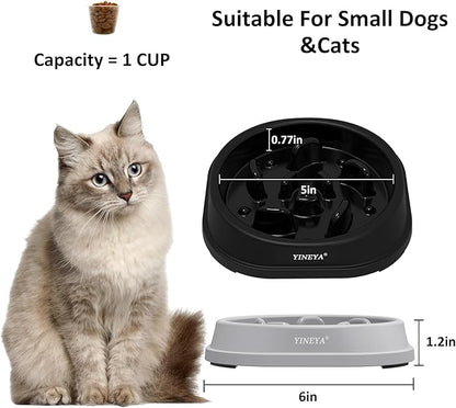 2PCS Anti-Choking Slow Feeder Dog Bowls Small Size Dog, Slow Feeder Cat Bowl, Supplies and Puzzle for Pet