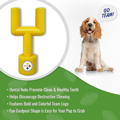 NFL Pittsburgh Steelers Mega-Chew Hard Nylon Bacon-Flavored Dog Bone Football Goal Post Chew Toy. Interactive Tasty Fun Dog Chew Toy. Indestructible Strong & Durable Pet Chew Toy