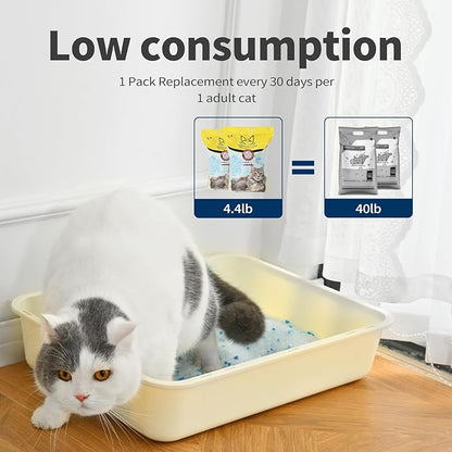 Cat Litter Crystals No Clumping Odor Control Kitty Litter Non-Clumping No scooping Low Dust, Low Tracking, Dehydrates Waste - 25.8 lbs (4 Unscented & 2 Lavender)