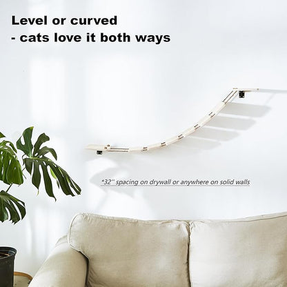 Wall-Mounted Cat Bridge & Shelf – Multi-Functional Climbing Step with Natural Sisal Rope, DIY Feline Highway for Kittens to Large Cats