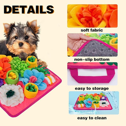 Snuffle Mat for Dogs, Sniff Mat Slow Feeding Mat for Small Pets Cats, Rabbits - Help Stress Relief and Training - Stimulate Your Pet's Foraging Skills! (Bright Pink)