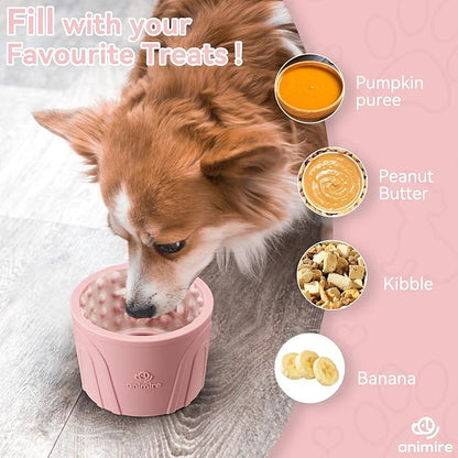 Dog Slow Feeder Lick Bowl, Anxiety Relief Dog Licking Mat Treat Dispenser, Non-Slip Anti-Choking Slow Eating Lick Bowl for Small Medium and Large Breed Dogs, BPA Free Silicone