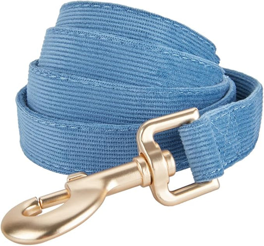 Soft Corduroy Fibric Dog Leash, 5 Feet Length Lead with Heavy Duty Rotating Hook, for Small Medium Dogs.(S,Blue)