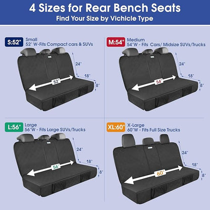 ALLANSING Upgraded 900D Heavy Duty Dog Back Bench Seat Cover, Car Seat Protector, Fits Compact Cars & SUVs, 3 Seatbelts & Armrest Compatible, Waterproof Nonslip Pet Backseat Cover for Dogs & Kids
