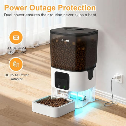 Automatic Cat Feeder 6L,Timed Cat Feeders for Dry Food, 2.4G WiFi Pet Feeder with APP Control for Remote Feeding,Automatic Dog Food Dispenser with Alexa,1-10 Meals Per Day for Dog