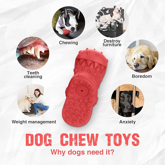 Indestructible Dog Toys, Squeaky Dog Toys for Aggressive Chewers, Tough Dog Chew Toys for Medium/Large Dogs/Heavy Duty Dog Toy (Slipper-Red)