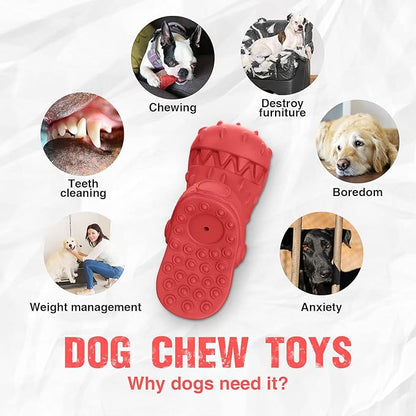 Indestructible Dog Toys, Squeaky Dog Toys for Aggressive Chewers, Tough Dog Chew Toys for Medium/Large Dogs/Heavy Duty Dog Toy (Slipper-Red)