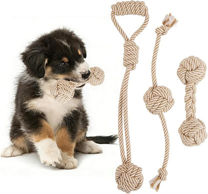 Dog Rope Toy for Small Dog 3pcs, Natural Chew Toys for Puppy, Medium & Small Dogs, Tug of War Rope for Puppies Clean & Relieve Teething